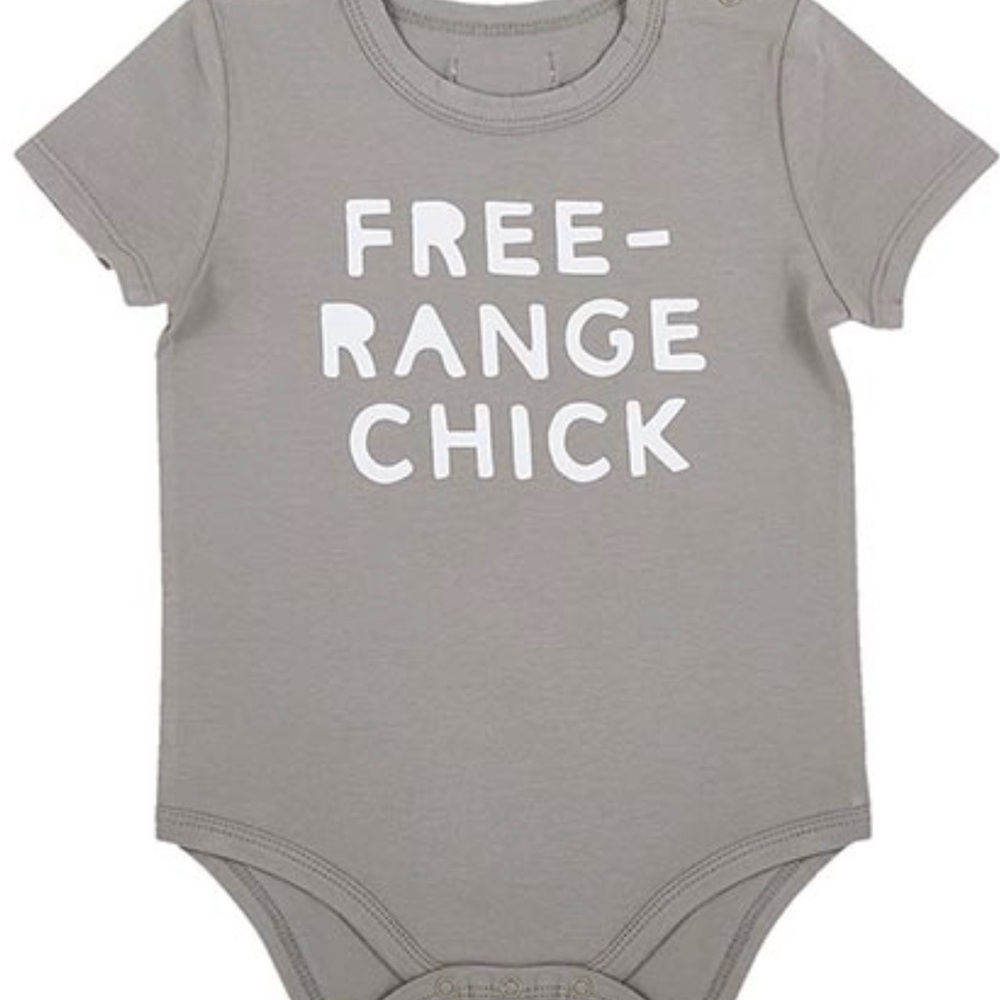 Gray "Free-Range Chick" Baby One-Piece Bodysuit (onesie)